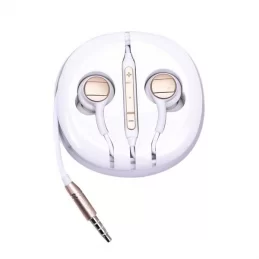 V-TAC VT-1132 COPPIA DI AURICOLARI CON MICROFONO E JACK 3,5MM COLORE BIANCO/ORO - SKU 7707 