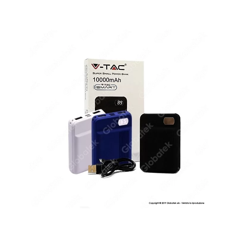 V-TAC VT-3504 POWER BANK PORTATILE 10000 MAH 2 USCITE USB 2,1A - SKU 8850 / 8851 / 8852 / 8853 