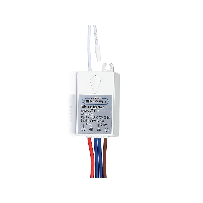 V-TAC VT-5129 RICEVITORE WIRELESS PER INTERRUTTORI SENZA FILI - SKU 8458 