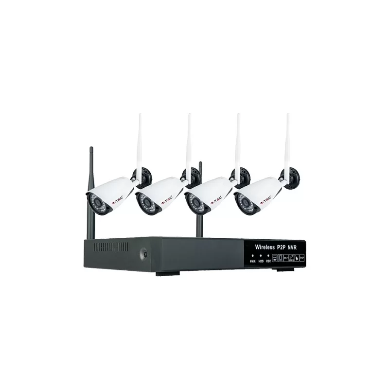 V-TAC VT-5188 KIT VIDEOSORVEGLIANZA P2P NVR 4 CANALI WIFI 1080P CON 4 TELECAMERE - SKU 8400 