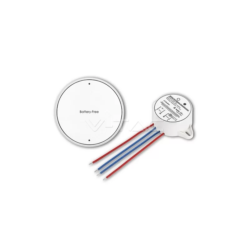 V-TAC VT-541 INTERRUTTORE WIRELESS ONE GANG SENZA FILI E BATTERIA 1 RICEVITORE - SKU 8229 