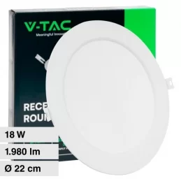 V-TAC VT-61018 PANNELLO LED ROTONDO SLIM 18W SMD DA INCASSO CON DRIVER - SKU 7864 / 7865 / 7866 