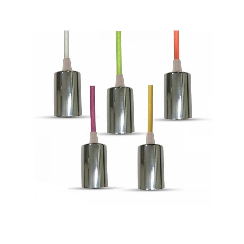 V-TAC VT-7338 LAMPADARIO A SOSPENSIONE IN METALLO CON CAVO COLORATO E PORTALAMPADA PER LAMPADINE E27 