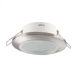 V-TAC VT-981 PORTAFARETTO ROTONDO FISSO DA INCASSO PER LAMPADINE GU10 NICKEL SATINATO IP44 - SKU 6700 