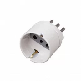 ECOVA ADATTATORE SINGOLO SPINA 10A 2P+T CON PRESA SCHUKO + 10A 2P+T COLORE BIANCO- MOD. 33031 
