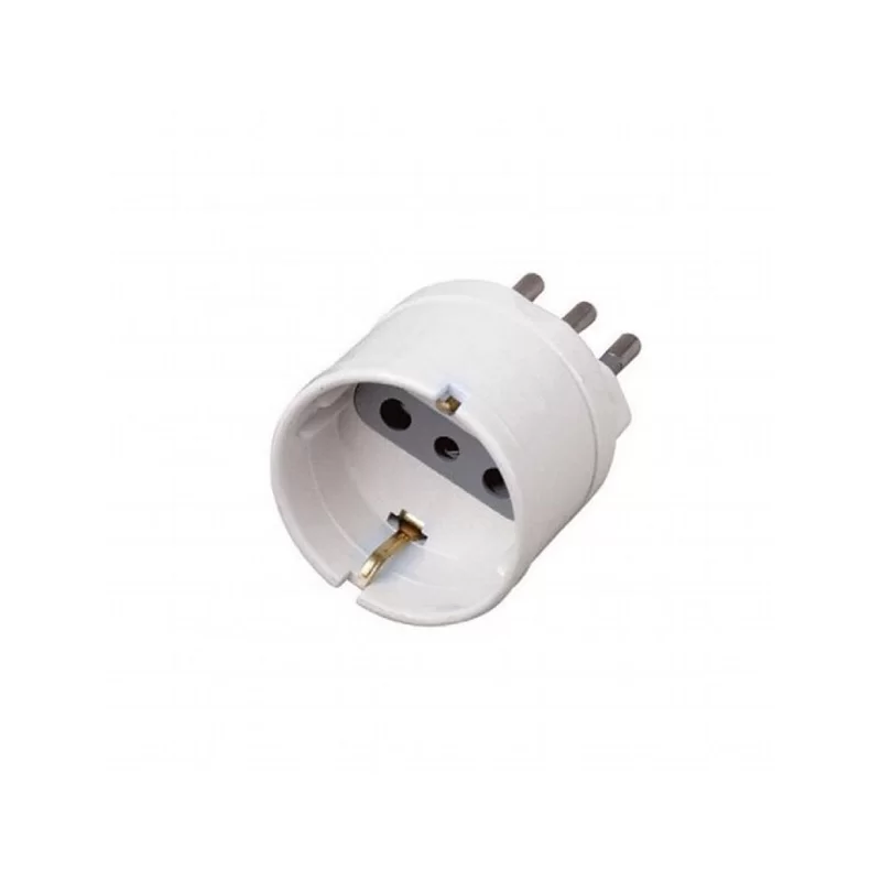 ECOVA ADATTATORE SINGOLO SPINA 10A 2P+T CON PRESA SCHUKO + 10A 2P+T COLORE BIANCO- MOD. 33031 