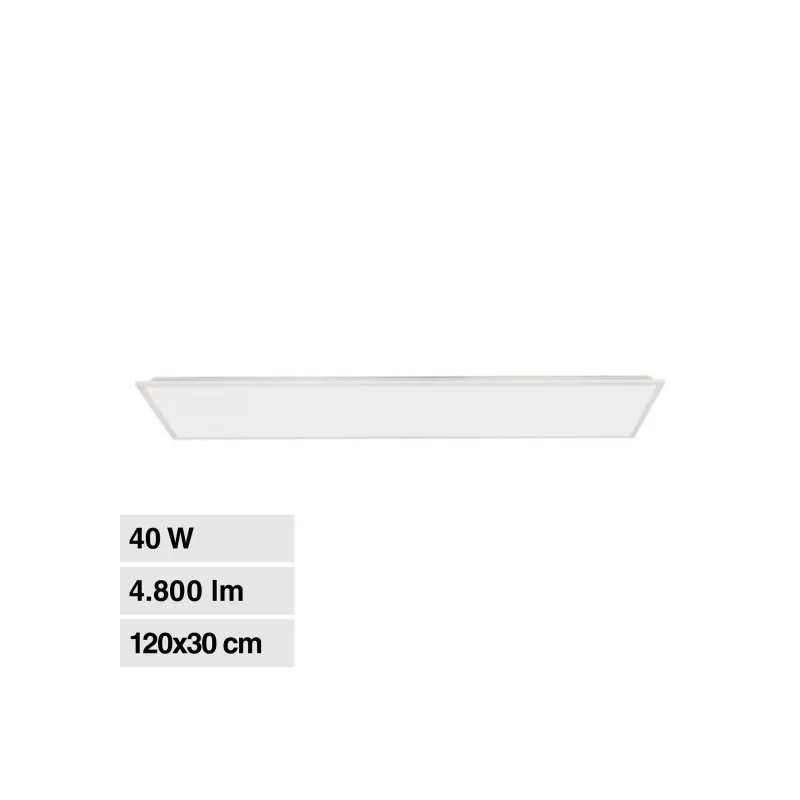 V-TAC VT-61140 PANNELLO LED SMD RETTANGOLARE 120X30 40W DA INCASSO CON DRIVER - SKU 23147 / 23148 