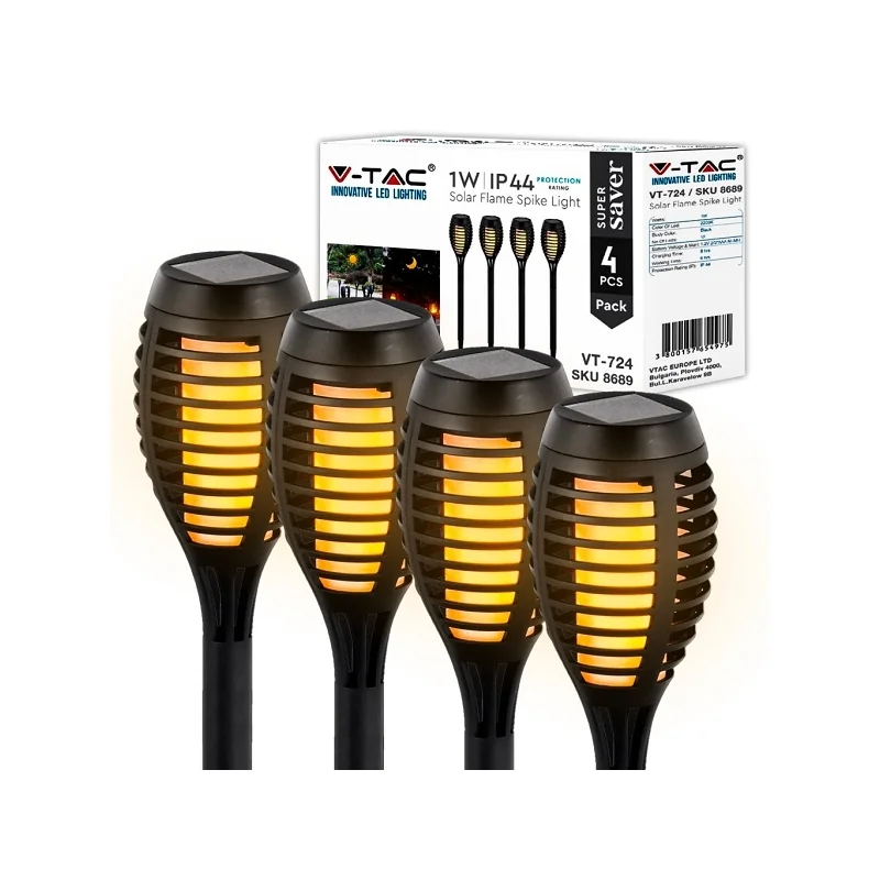 V-TAC VT-724 SUPER SAVER PACK CONFEZIONE 4 LAMPADE LED 1W DA GIARDINO IP44 RICARICABILI CON PANNELLO - SKU 8689 