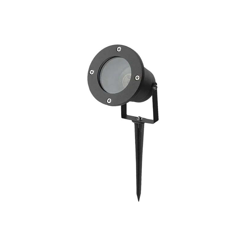 V-TAC VT-7701 PORTAFARETTO DA GIARDINO CON PORTALAMPADA PER LAMPADINE GU10 PICCHETTO DA INTERRAMENTO ALLUMINIO NERO - SKU 7571 