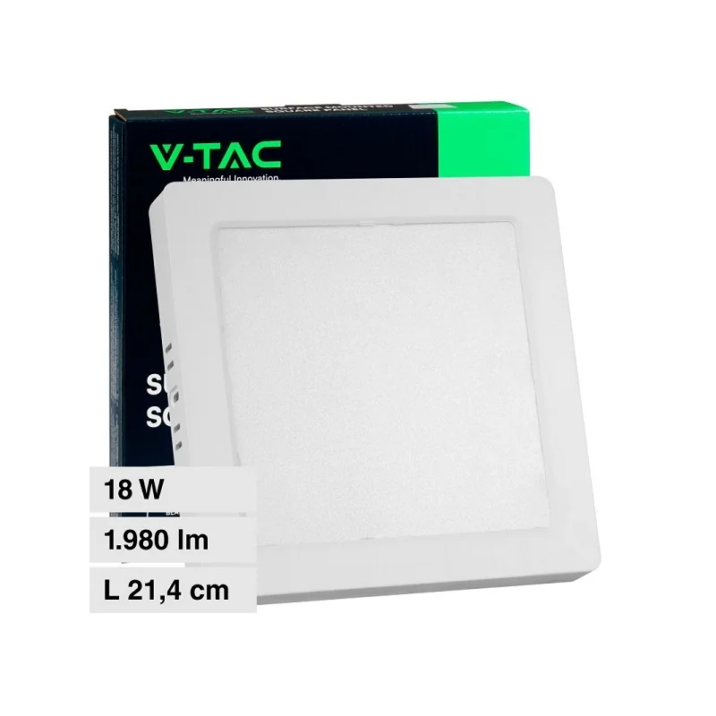 V-TAC VT-60018 PANNELLO LED QUADRATO 18W SMD A SUPERFICIE CON DRIVER - SKU 10498 / 10499 / 10500 