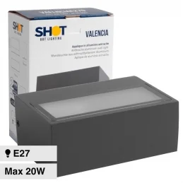 BOT LIGHTING SHOT LAMPADA LED DA MURO CON ATTACCO E27 APPLIQUE IP54 COLORE ANTRACITE - MOD. VALENCIAE27G 