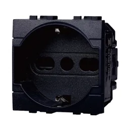 ETTROIT SPACE PRESA SCHUKO 2P+T 16A - NERO - MOD. LN2102 - COMPATIBILE CON BTICINO LIVING LIGHT / INTERNATIONAL 