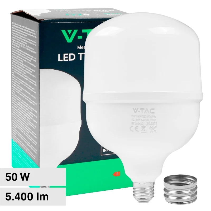 V-TAC VT-21050 LAMPADINA LED E27 / E40 HI-POWER 50W TUBOLARE T140 SMD - SKU 23574 / 23575 