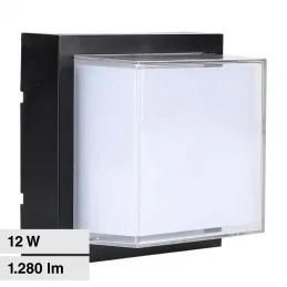 V-TAC VT-828 LAMPADA LED DA MURO 12W WALL LIGHT SMD APPLIQUE IP65 COLORE NERO FORMA QUADRATA - SKU 218543 / 218544 