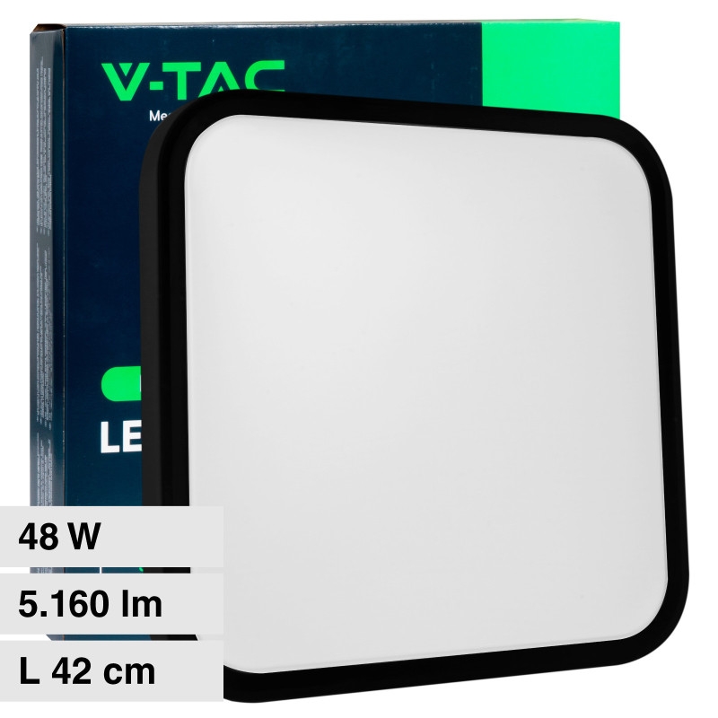 V-TAC VT-8630 PLAFONIERA LED QUADRATA 48W SMD IP44 COLORE NERO - SKU 76481 / 76491 / 76501 V-TAC VT-8630 PLAFONIERA LED QUADRATA 48W SMD IP44 COLORE NERO - SKU 76481 / 76491 / 76501