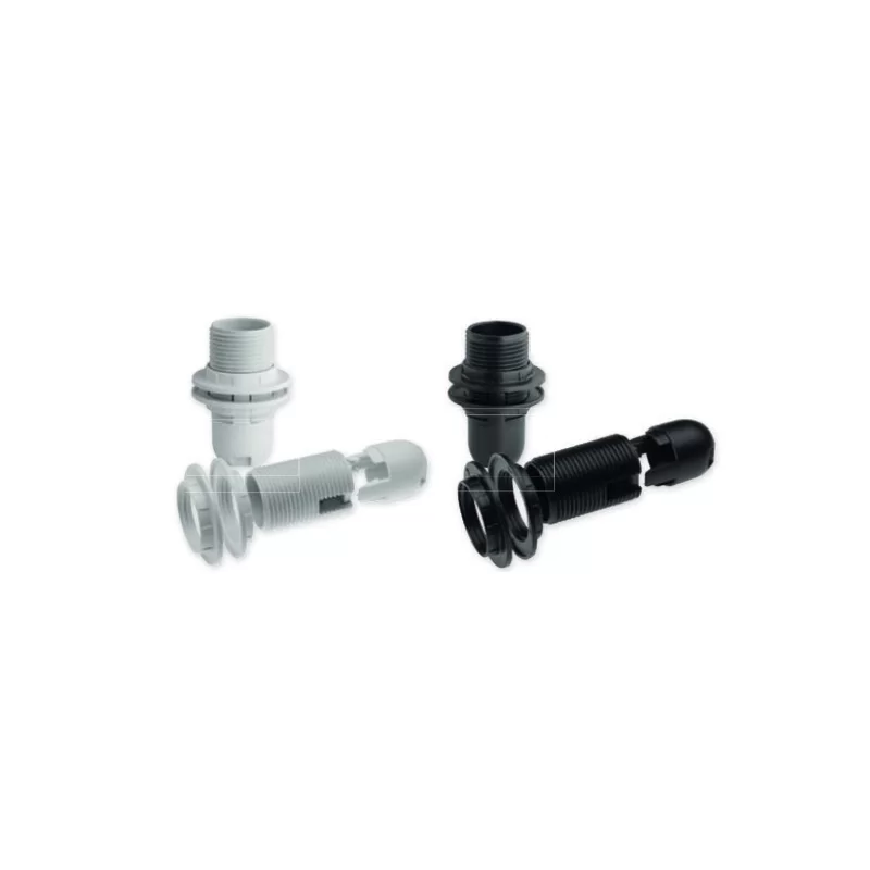 WIVA PORTALAMPADA FILETTATO E14 250V 2A IN LCP CON 2 GHIERE - COLORE BIANCO O NERO 