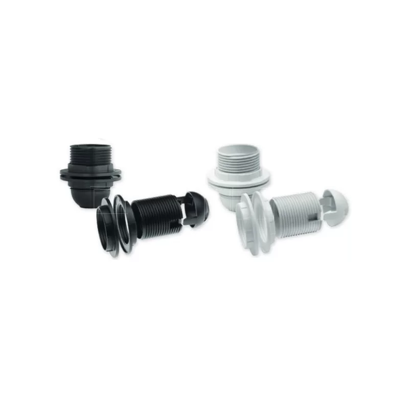 WIVA PORTALAMPADA FILETTATO E27 250V 4A IN LCP CON 2 GHIERE - COLORE BIANCO O NERO 