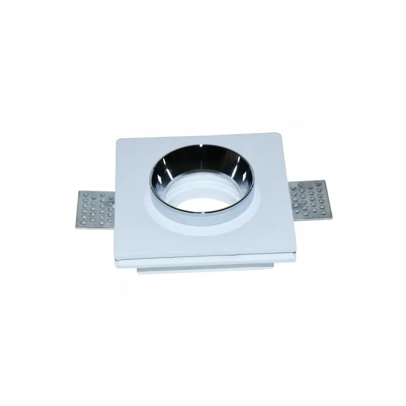 V-TAC VT-866 PORTAFARETTO QUADRATO DA INCASSO IN GESSO FINITURA CROMATA PER LAMPADINE GU10 E GU5.3 - SKU 3149 