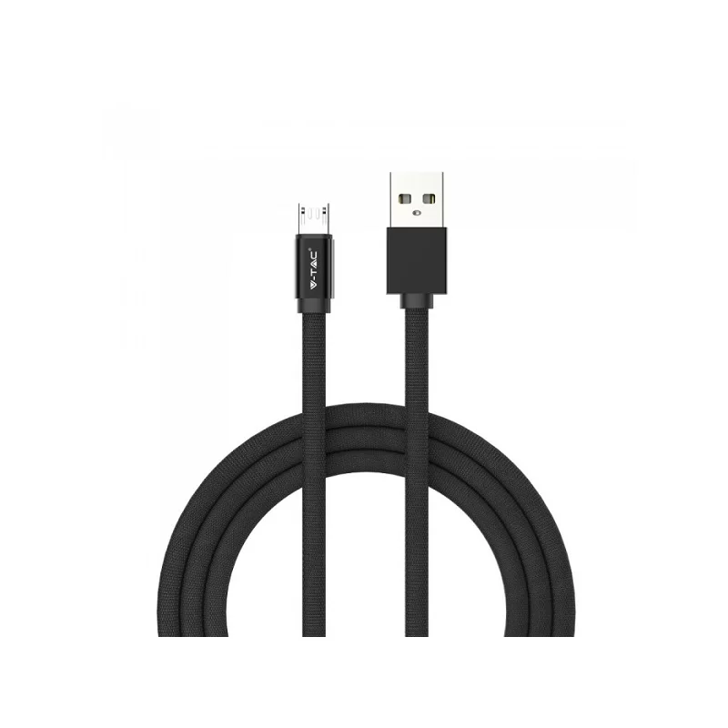 V-TAC VT-5341 RUBY SERIES USB DATA CABLE MICRO USB CAVO IN CORDA COLORE NERO 1M - SKU 8494 