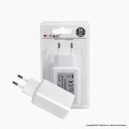 V-TAC VT-1026 CARICABATTERIA USB DA MURO FAST CHARGE COLORE BIANCO - SKU 8793 